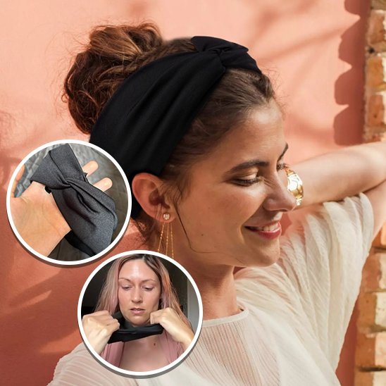 Bandeau cheveux eune femme souriante portant un bandeau cheveux noir