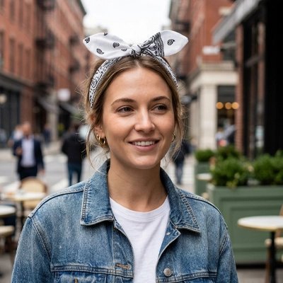 Bandeau cheveux femme imprimé bandana blanc femme cheveux longs bouclés style d'été