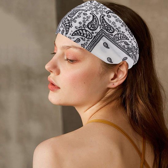 Bandeau cheveux large blanc extensible multi positions coiffure express