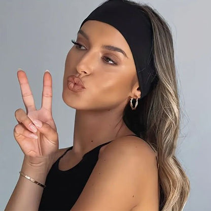 Bandeau cheveux noir extensible style décontracté