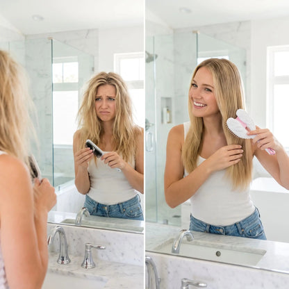 Brosse-à-cheveux-ange-blanc-jeune-femme-cheveux-long-emmeles-luttent-contre-casse.